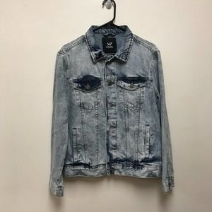 X-RAY Jeans Men size Large Washed Casual Trucker Denim Jacket Medium Wash